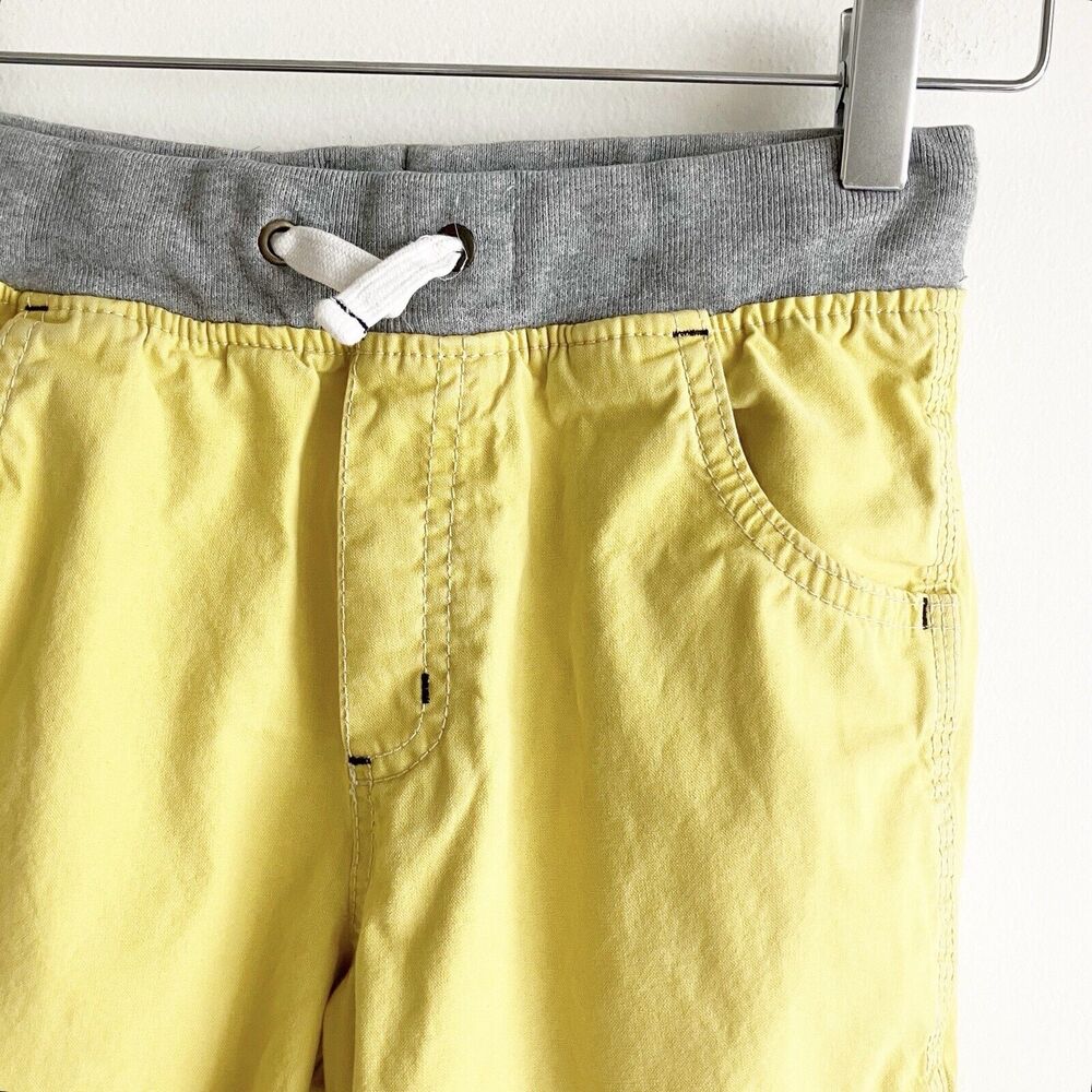 Mini Boden Boys Size 9 Pull On Carpenter Shorts Yellow Drawstring Pockets - Picture 2 of 6